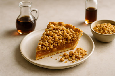 Slice of pie with maple oat crumble