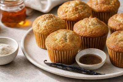 Maple vanilla muffins made with Tahitian vanilla