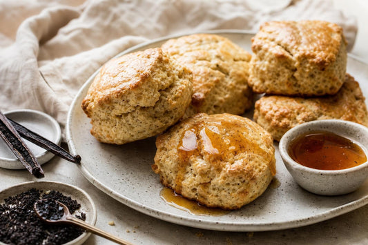 Maple vanilla scones made with Tahitian vanilla