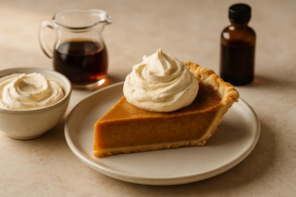 Slice of pie with maple whipped cream