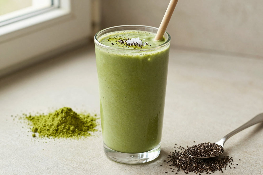 Matcha Chia Smoothie in a glass