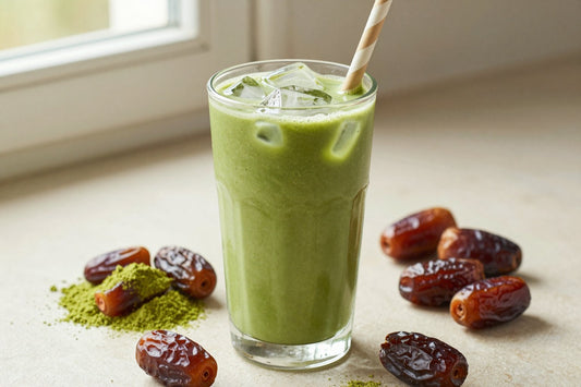Matcha Date Smoothie in a glass