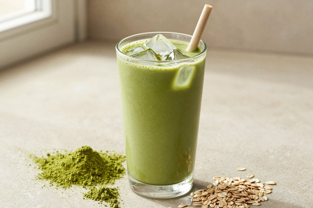 Matcha Oat Smoothie in a glass