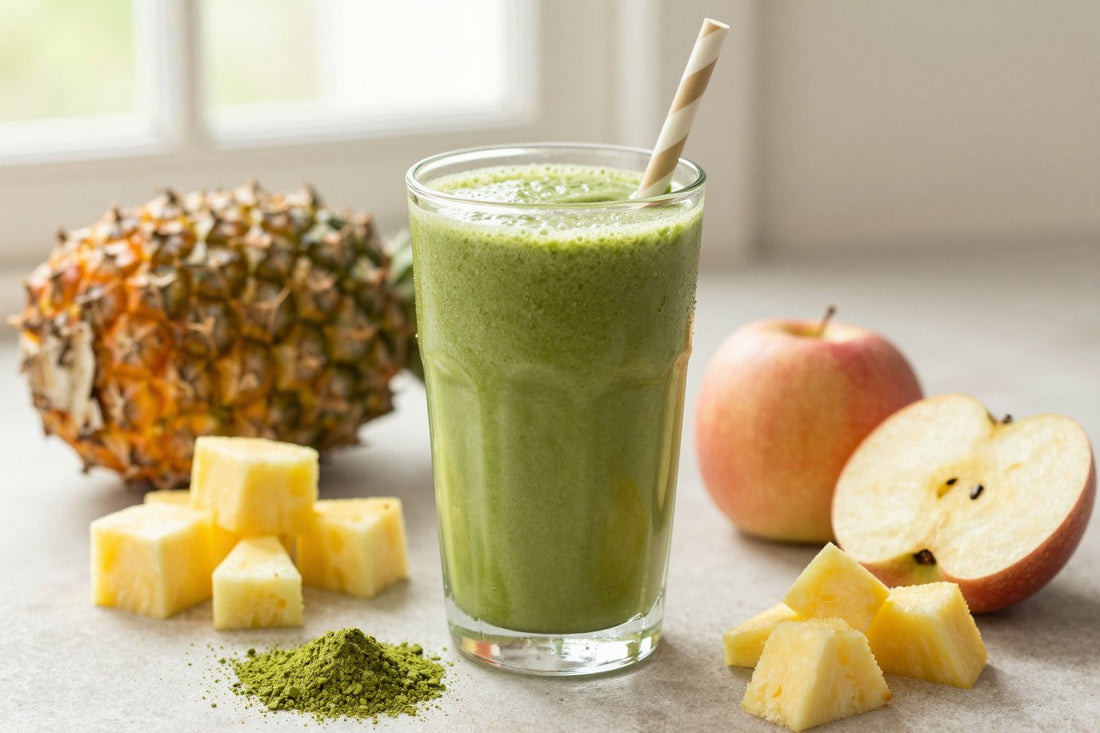 Matcha Pineapple Smoothie in a glass