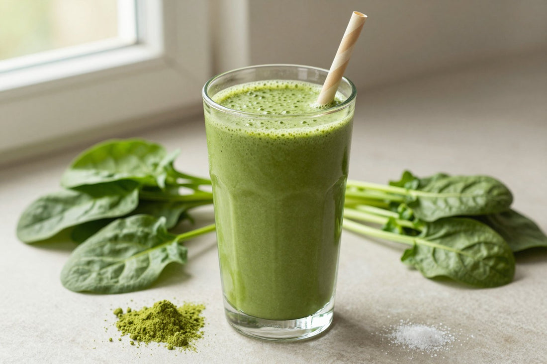 Matcha Spinach Smoothie in a glass