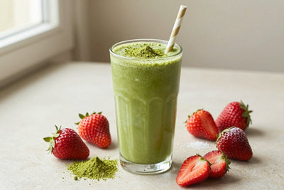 Matcha Strawberry Smoothie in a glass