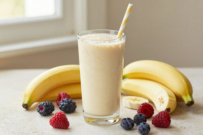 Mixed Berry Banana Smoothie in a glass