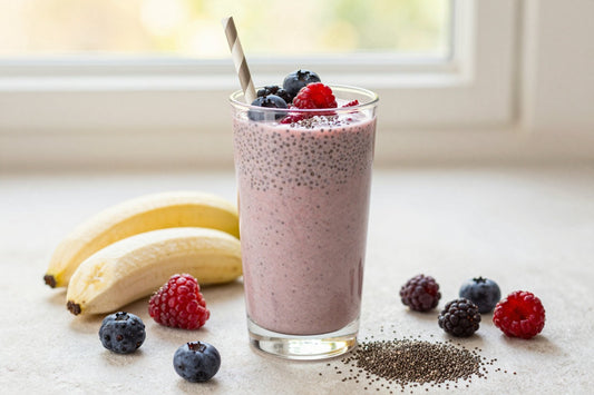 Mixed Berry Chia Smoothie in a glass