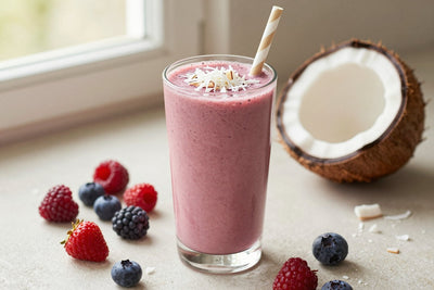 Mixed Berry Coconut Smoothie in a glass