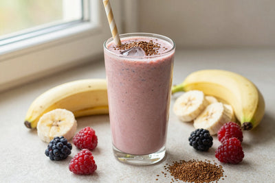 Mixed Berry Flax Smoothie in a glass
