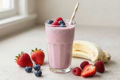 Mixed Berry Greek Yogurt Smoothie in a glass