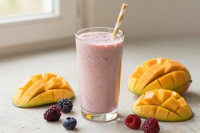 Mixed Berry Mango Smoothie in a glass