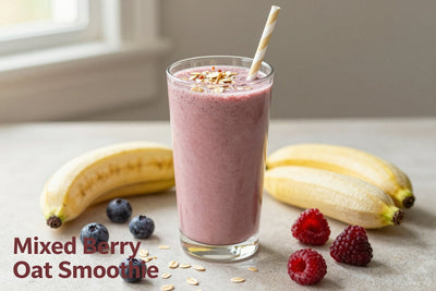 Mixed Berry Oat Smoothie in a glass