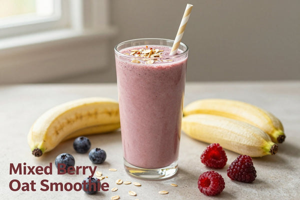 Mixed Berry Oat Smoothie in a glass