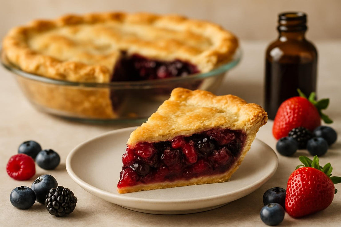 Slice of mixed berry pie