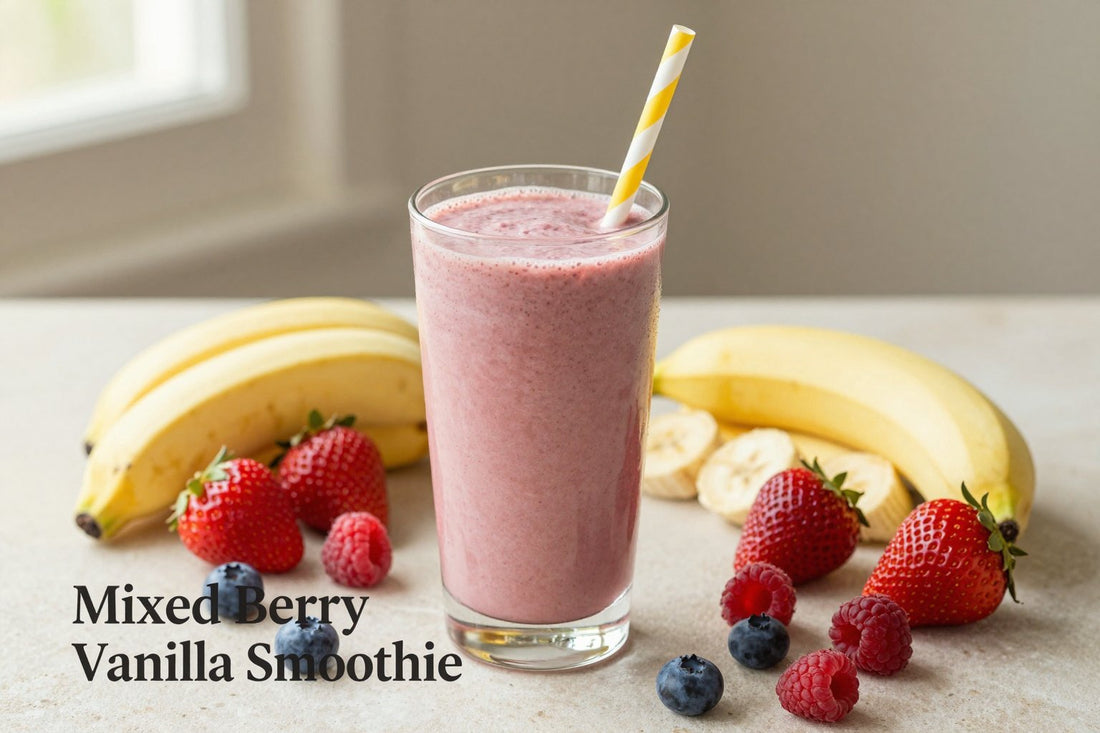 Mixed Berry Vanilla Smoothie in a glass