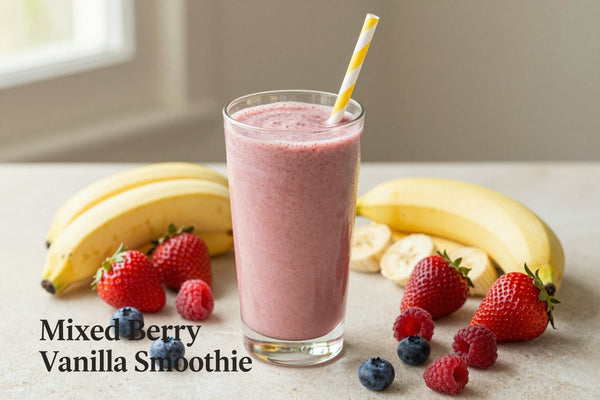 Mixed Berry Vanilla Smoothie in a glass