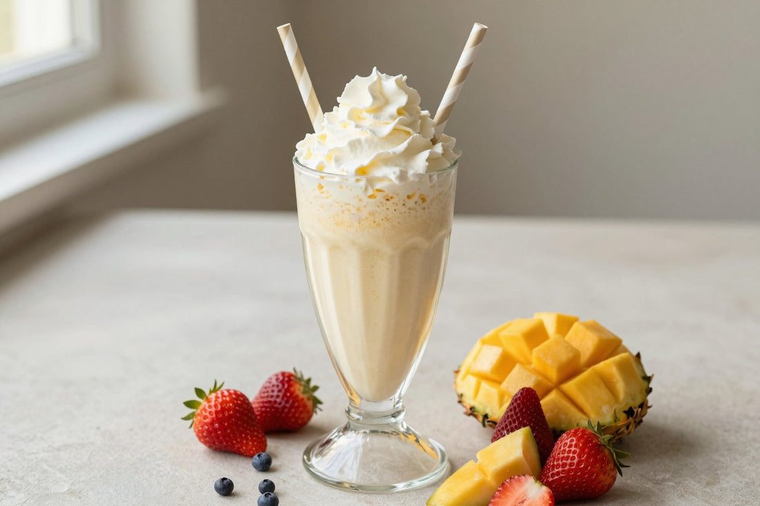 Mixed Fruit Vanilla Milkshake in a glass