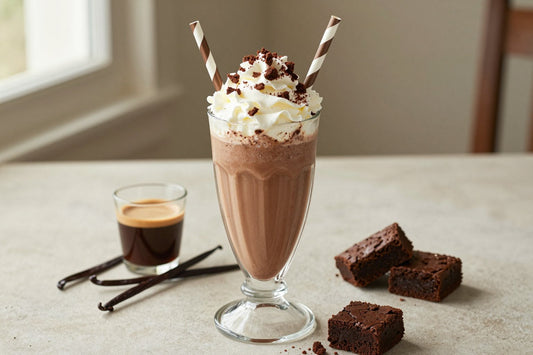 Mocha Brownie Milkshake in a glass