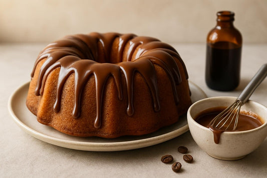 Bundt cake drizzled with mocha icing