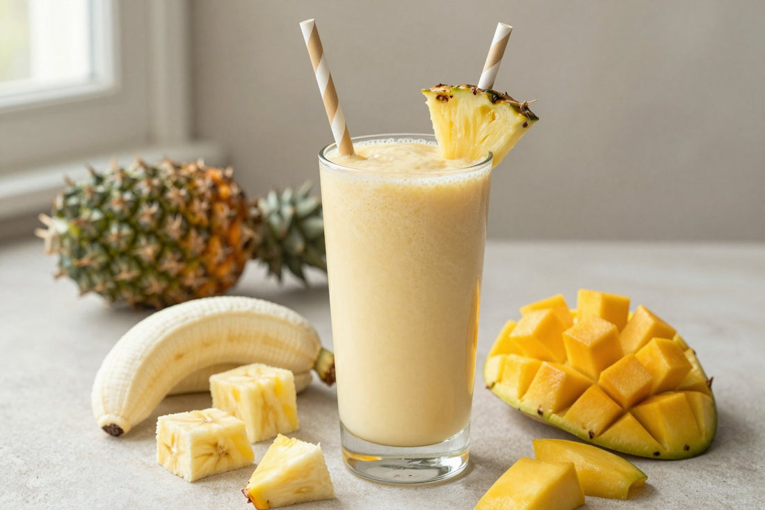 No-Added-Sugar Tropical Smoothie in a glass