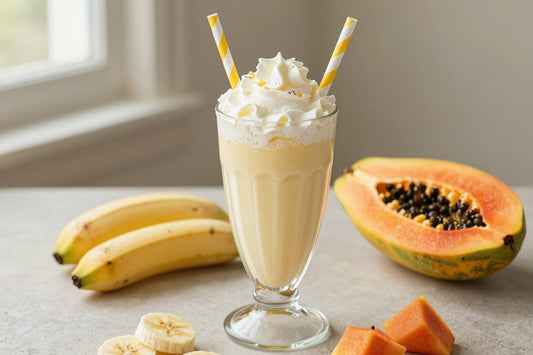 Papaya Banana Milkshake in a glass