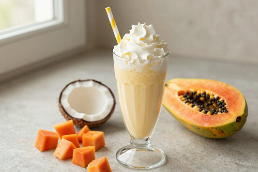 Papaya Coconut Milkshake in a glass