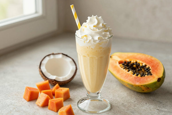 Papaya Coconut Milkshake in a glass