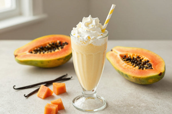 Papaya Vanilla Milkshake in a glass