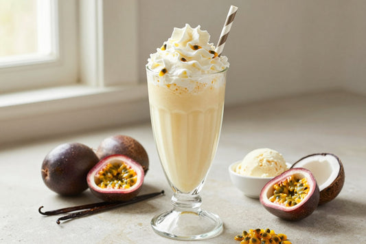 Passion Fruit Coconut Milkshake in a glass