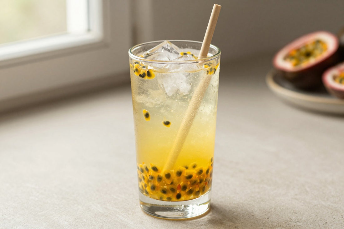 Passion Fruit Italian Soda in a glass