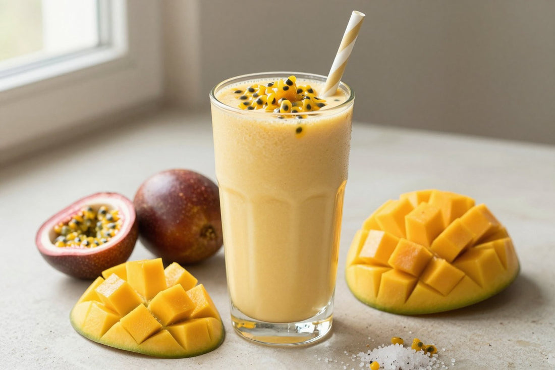Passion Fruit Mango Smoothie in a glass