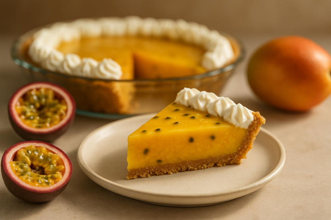 Slice of passion fruit pie
