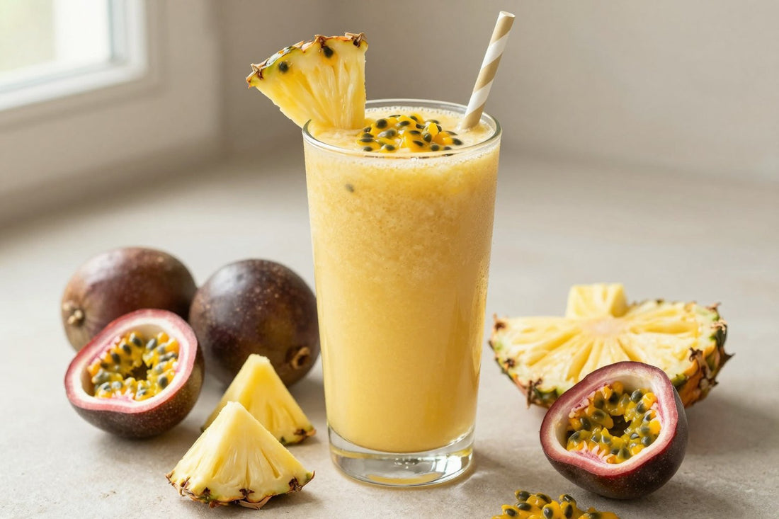 Passion Fruit Pineapple Smoothie in a glass