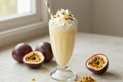 Passion Fruit Vanilla Milkshake in a glass
