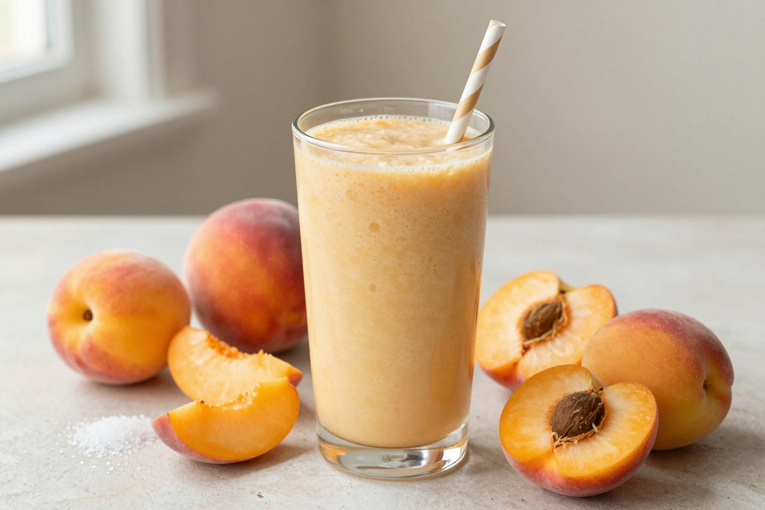 Peach Apricot Smoothie in a glass