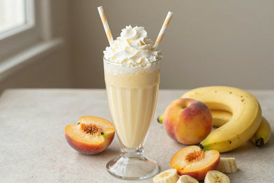 Peach Banana Milkshake in a glass