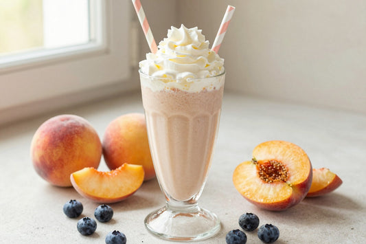 Peach Blueberry Milkshake in a glass