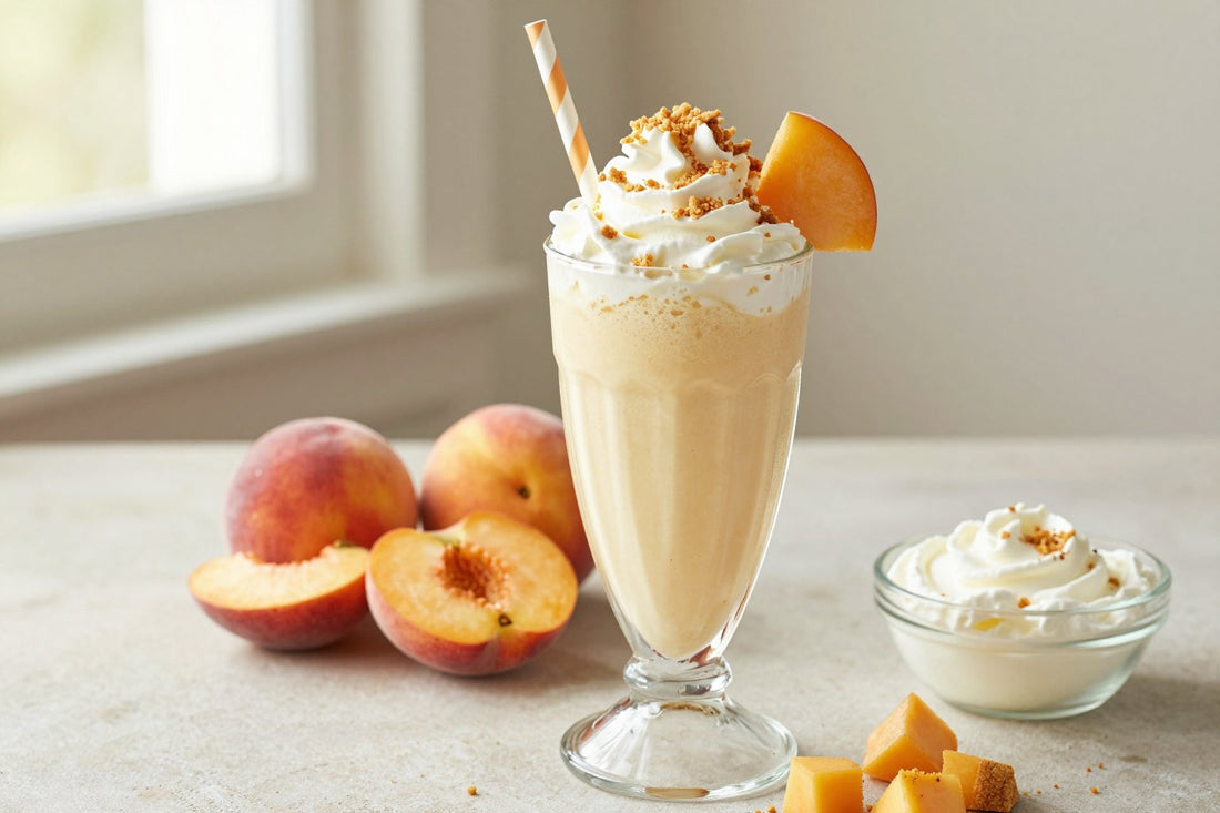 Peach Cheesecake Milkshake in a glass