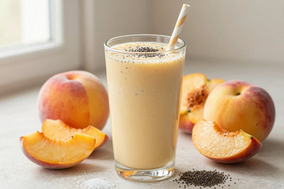 Peach Chia Breakfast Smoothie in a glass