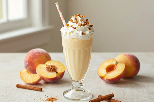 Peach Cobbler Milkshake in a glass