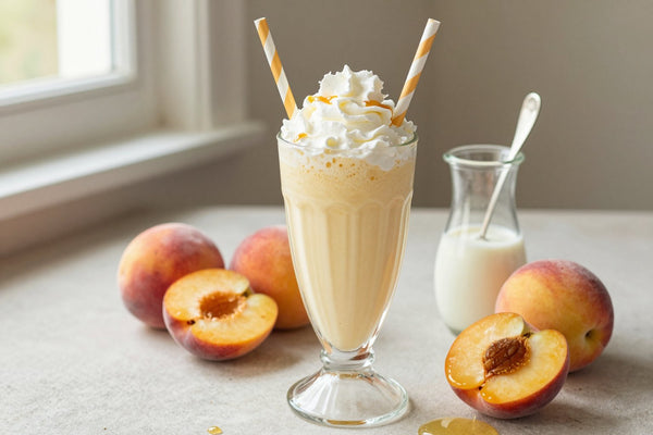 Peach Honey Milkshake in a glass