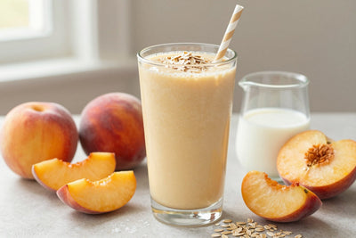 Peach Oat Smoothie in a glass