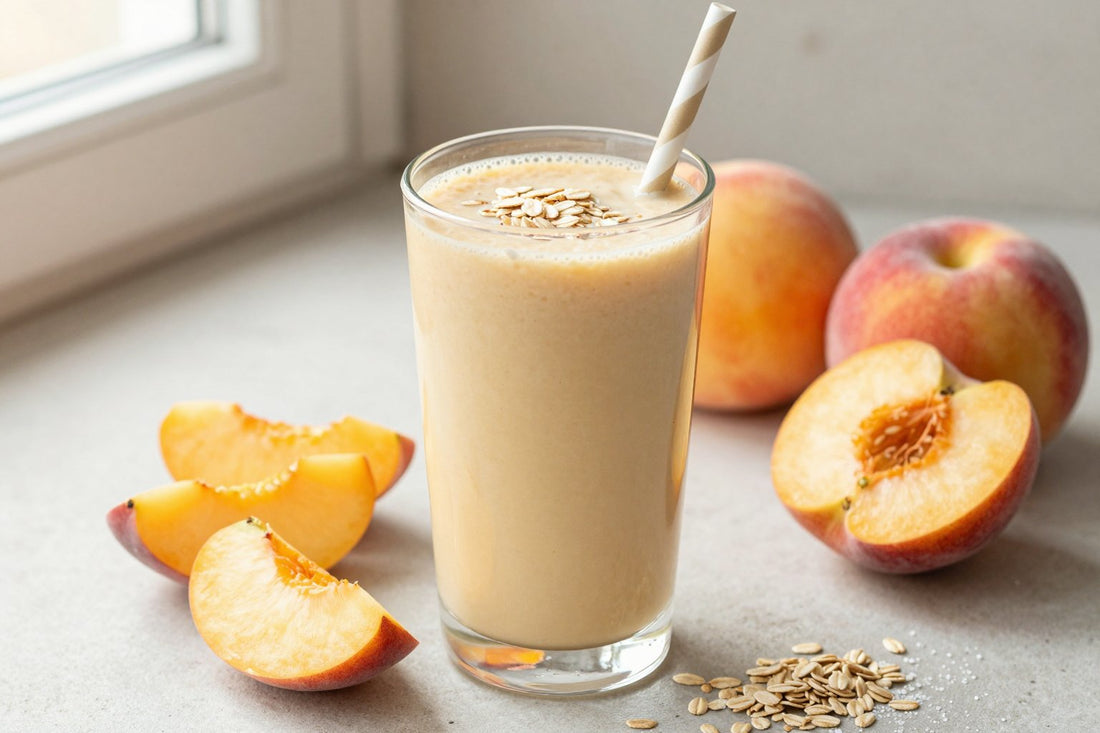 Peach Oatmeal Smoothie in a glass