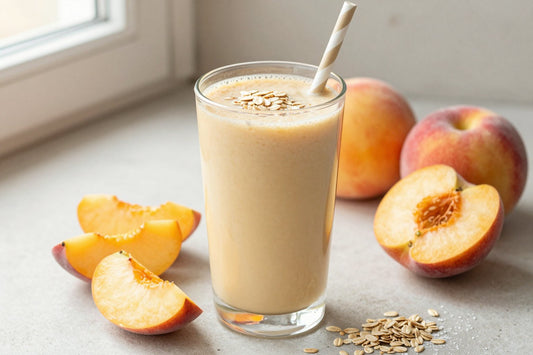 Peach Oatmeal Smoothie in a glass