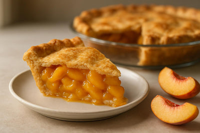 Slice of peach pie