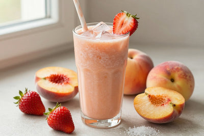 Peach Strawberry Smoothie in a glass