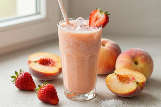 Peach Strawberry Smoothie in a glass