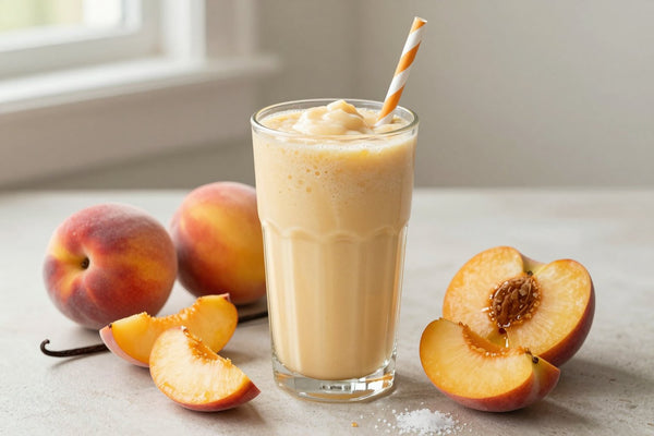 Peaches & Cream Smoothie in a glass