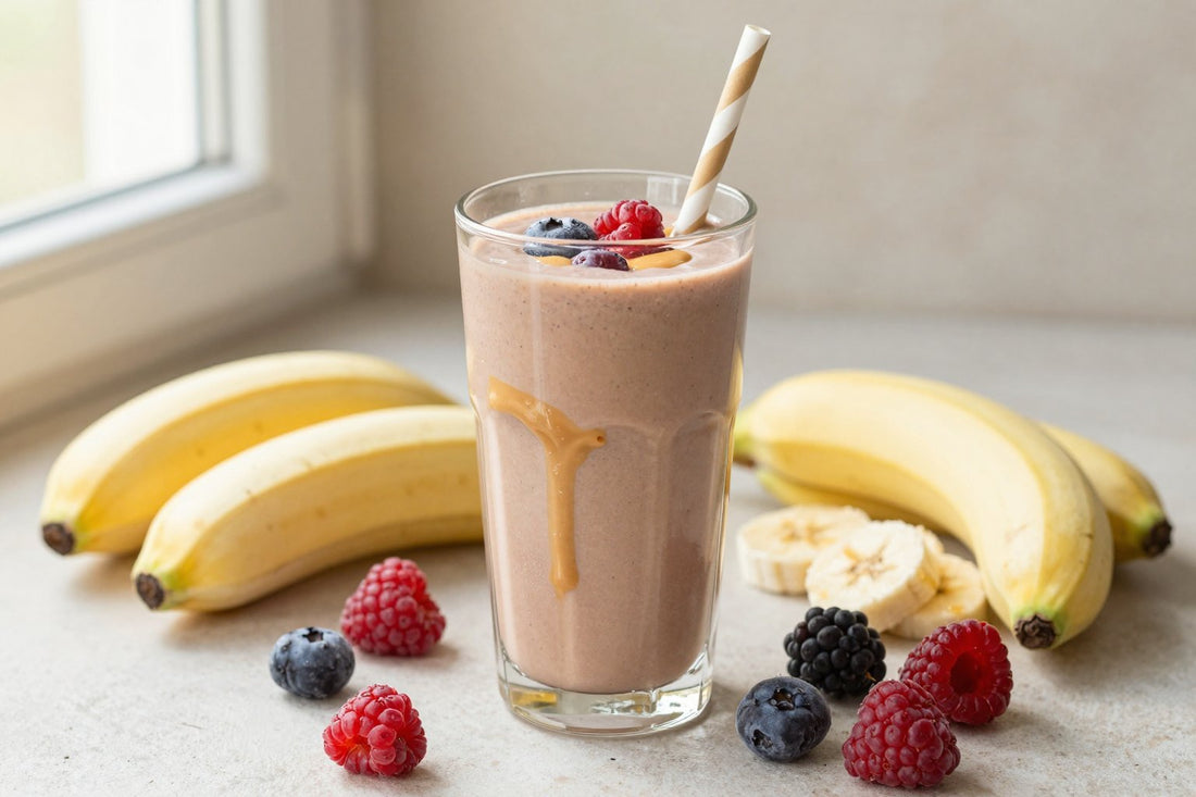 Peanut Butter Berry Smoothie in a glass